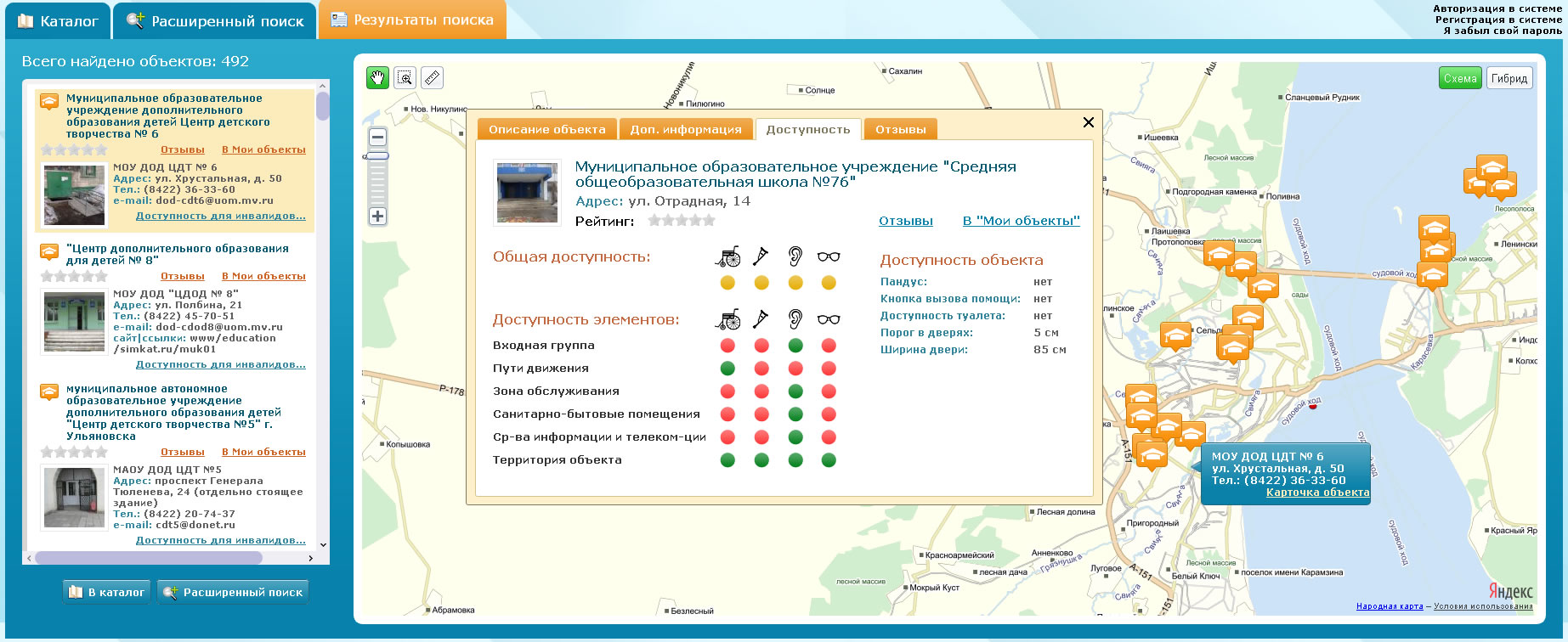 карта доступности города Ульяновск
